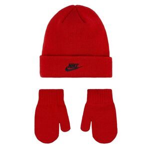 Toddler Nike Red Club Beanie & Mittens Set